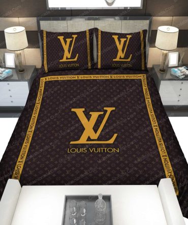 Brown Gold Louis Vuitton Brands Bedding Sets