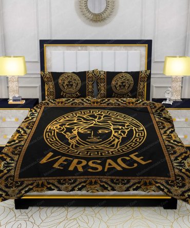 Versace Gold Logo Luxury Black Sumptuous Bedding Sets