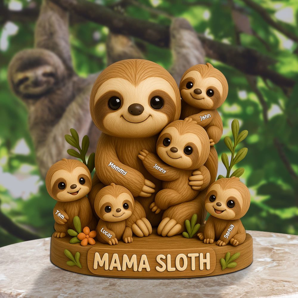 Personalized Christmas Gifts For Mom Plaque Mama Sloth 06Natn150425
