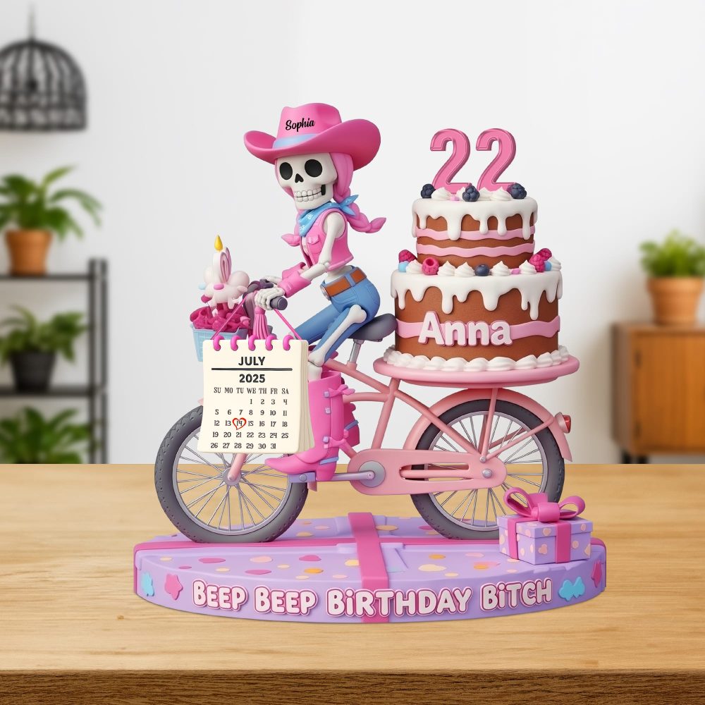 Personalized Birthday Gifts For Friend Acrylic Plaque, Funny Cowgirl Skull 04Tgtn230625 - Image 2