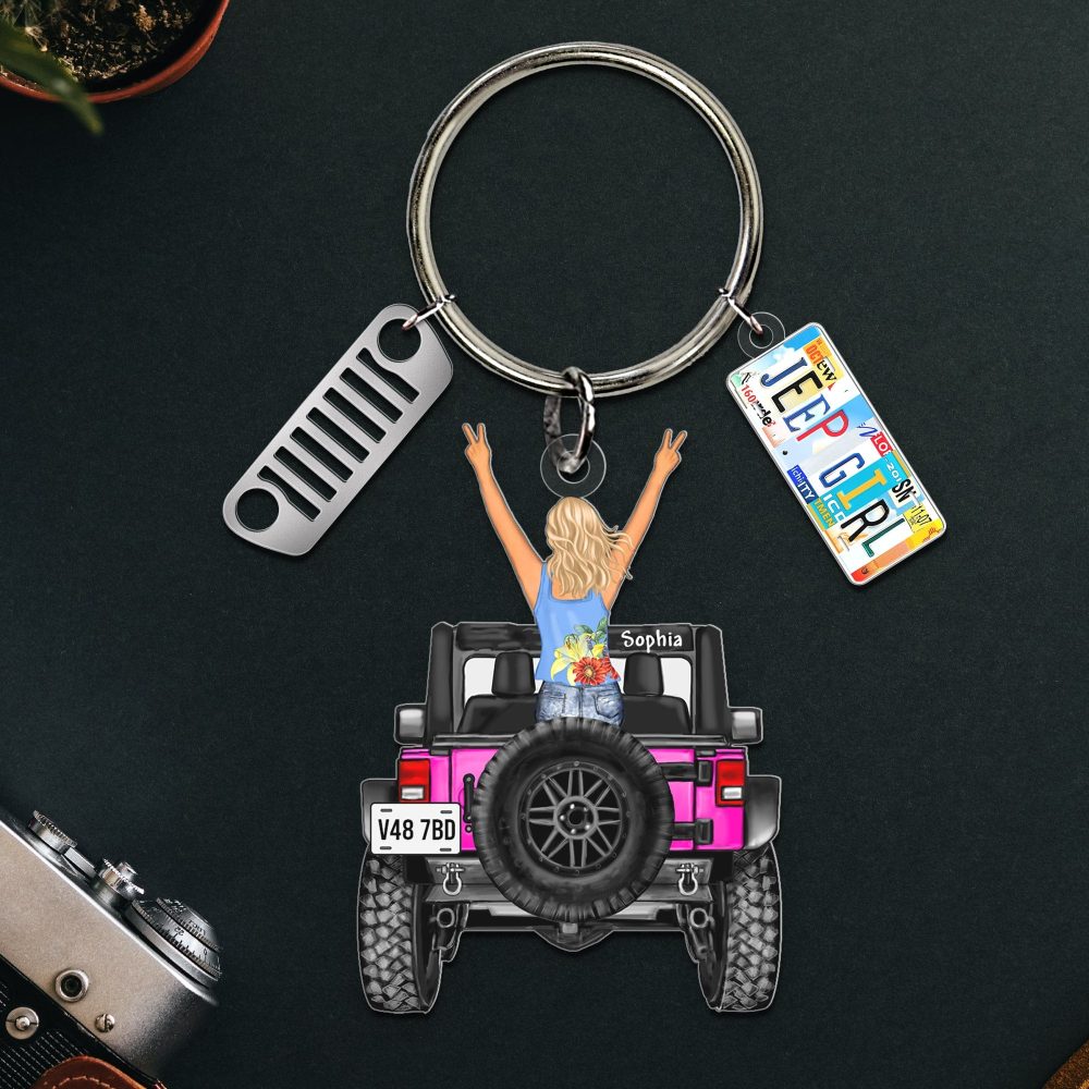 Personalized Gifts For Off Road Girl Keychain With License Plate Charms 05Qhqn200624Hn - Image 2