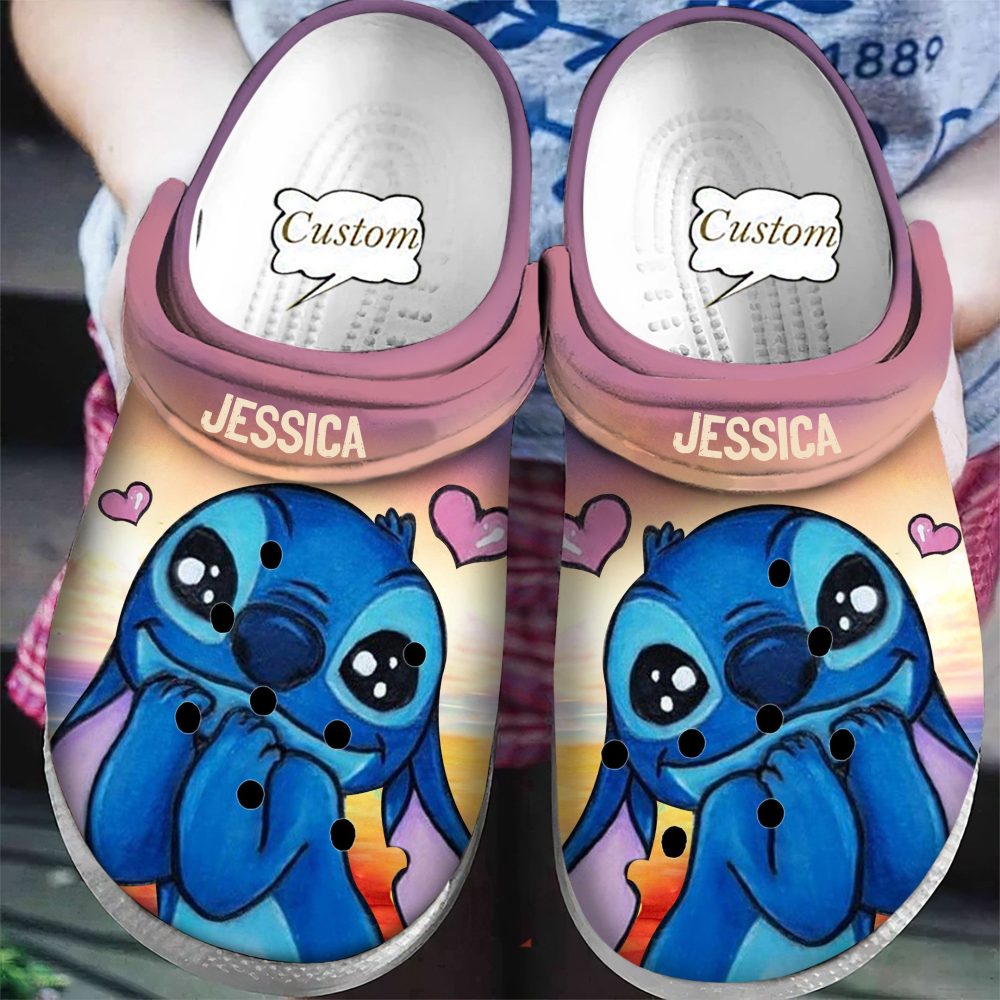 Lilo & Stitch Crocs Custom Name Cartoon Clogs - Cute Blue Character Design, Kids & Adults Sizes