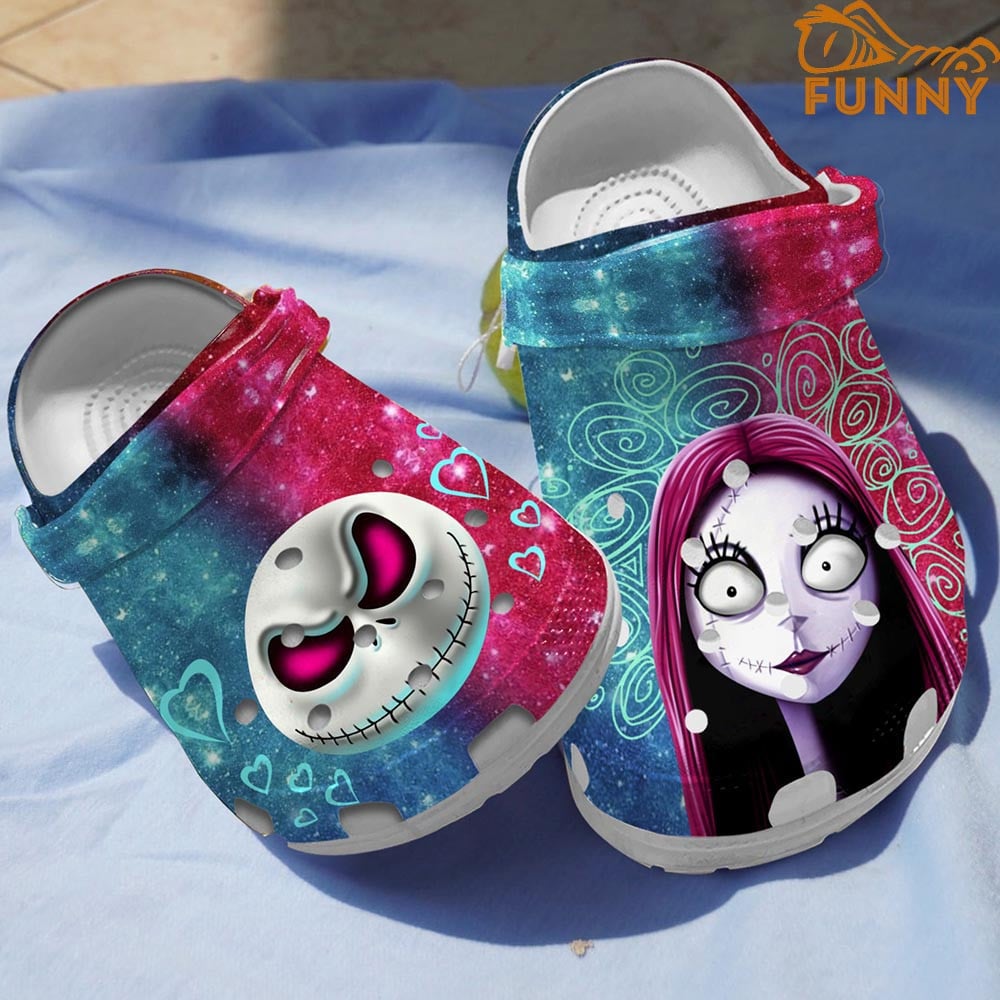 The Nightmare Before Christmas Movies Crocs Galaxy Skull & Doll Design Clogs - Comfy, Stylish, Perfect For Kids & Adults
