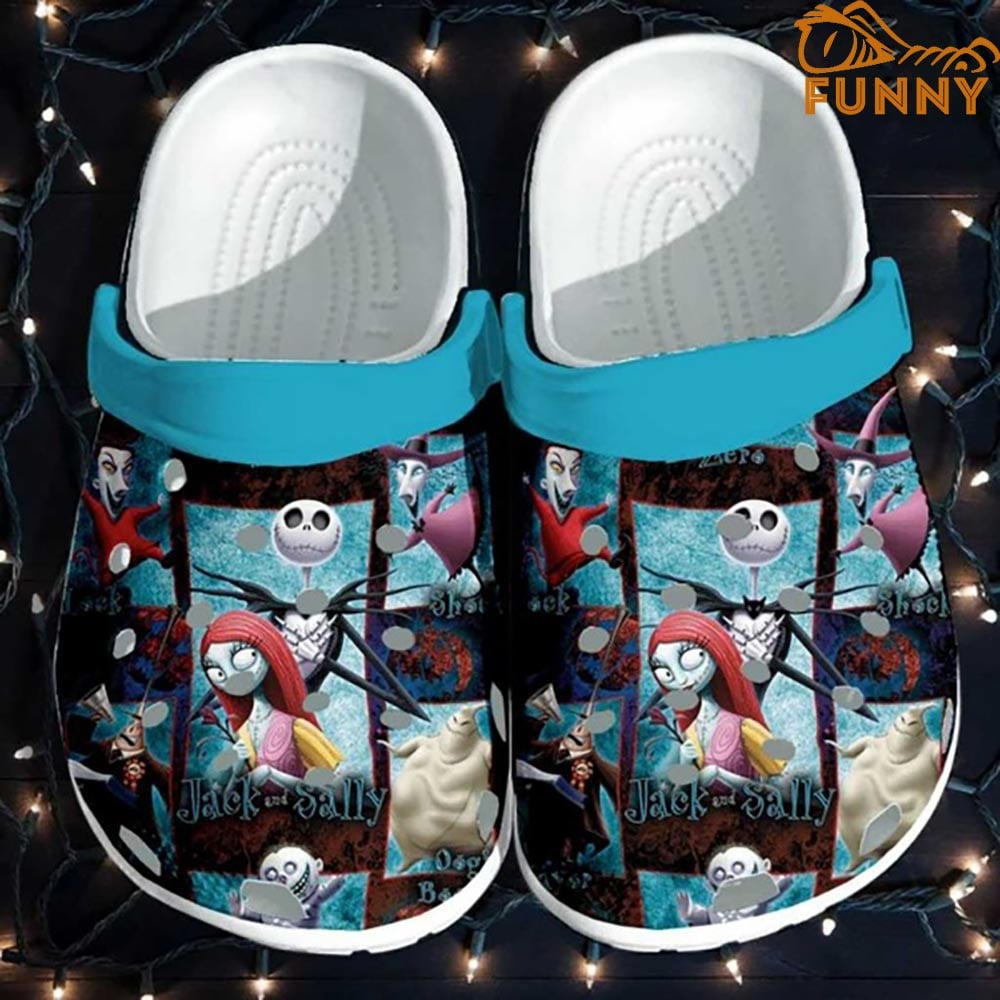 The Nightmare Before Christmas Movies Crocs Stylish Nightmare-Inspired Clogs - Jack & Sally Design For Comfort & Fun!