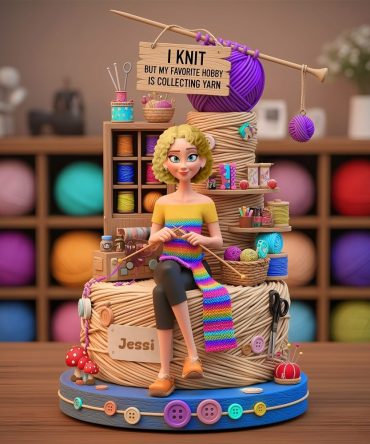 Collecting Yarn Girl Acrylic Plaque - Personalized Gifts For Knitting Lovers 01Tglu070725