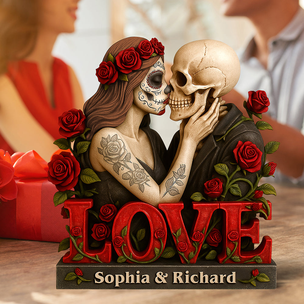 Skull Couple Acrylic Plaque - Personalized Gifts For Couple 06Naqn230525 - Image 3