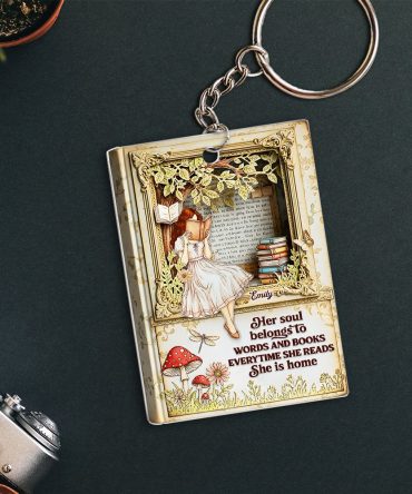 Lady Lair In A Book Acrylic Keychain, Personalized Gifts For Reading Girl 03Qhpu030625