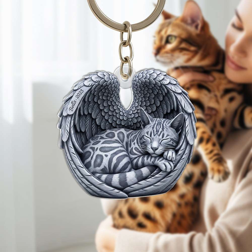 Cat In Heaven Acrylic Keychain- Personalized Gifts For Cat Lovers 01Ohlu190625 - Image 2
