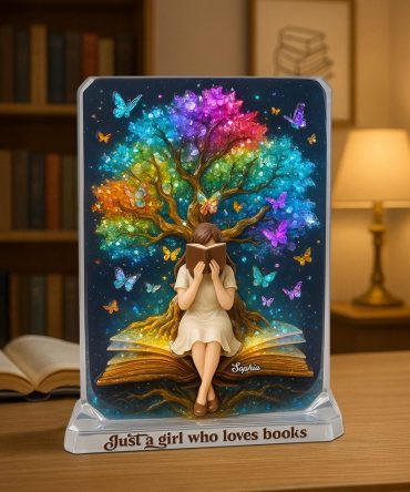 Reading Girl Acrylic Plaque - Personalized Gifts For Book Lovers 01Topu160625