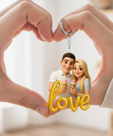 Cartoon Couple Keychain - Custom Photo Gifts For Couple 03Pgta070825