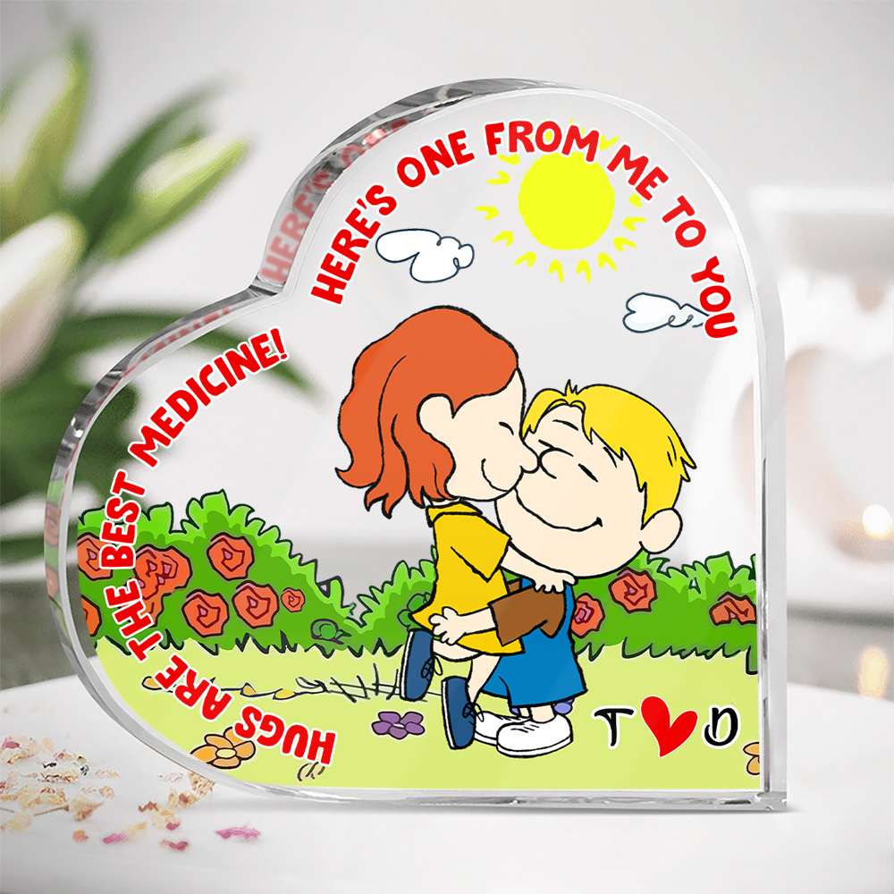 Personalized Gifts For Couple Heart Shaped Acrylic Plaque, Hugs Are The Best Medicine 01Tglu041224Hg - Image 4