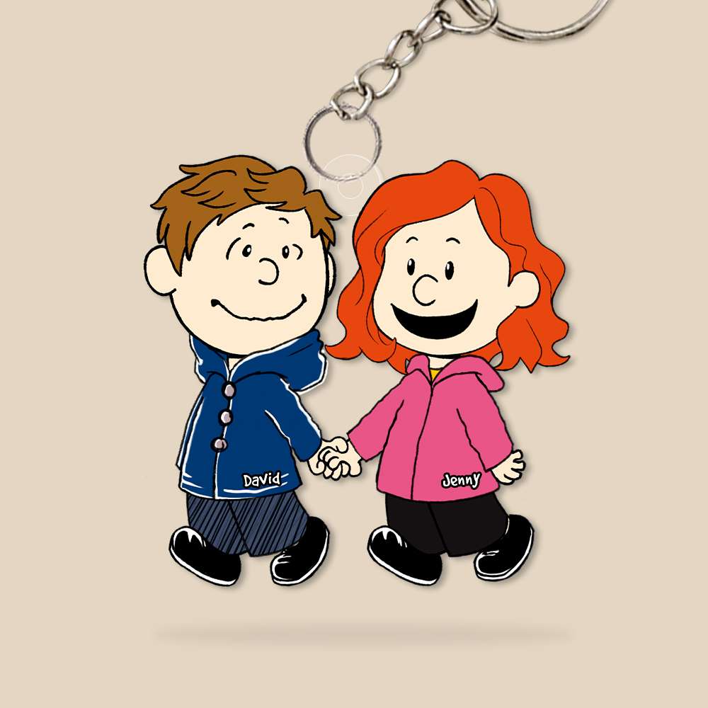 Personalized Christmas Couple Keychain - Cartoon Couple Hand In Hand 06Qhhn190124Hh - Image 7