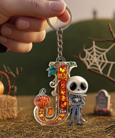 Alphabet Gemstones Pumpkin Halloween Keychain Personalized Gifts For Fans 04Tgdt230825