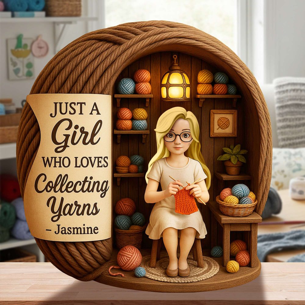 Collecting Yarn Girl Acrylic Plaque - Personalized Gifts For Knitting Lovers 06Tolu190725 - Image 2