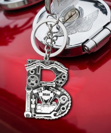 Motorcycle Mechanical Initial Letter Alphabet Keychain Personalized Gifts For Bikers 01Qhtn200825