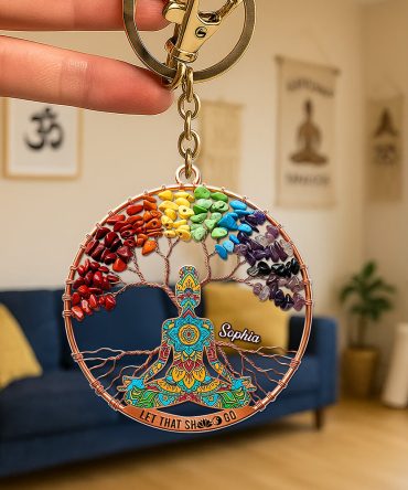 Spiritual Balance Keychain – Personalized Gifts For Yoga Lovers 03Naqn130625