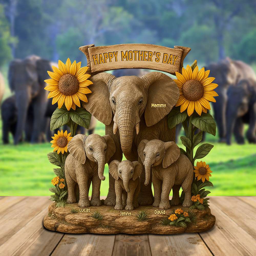 Elephant Mom Plaque - Personalized Christmas Gifts For Mom 01Xqtn080425