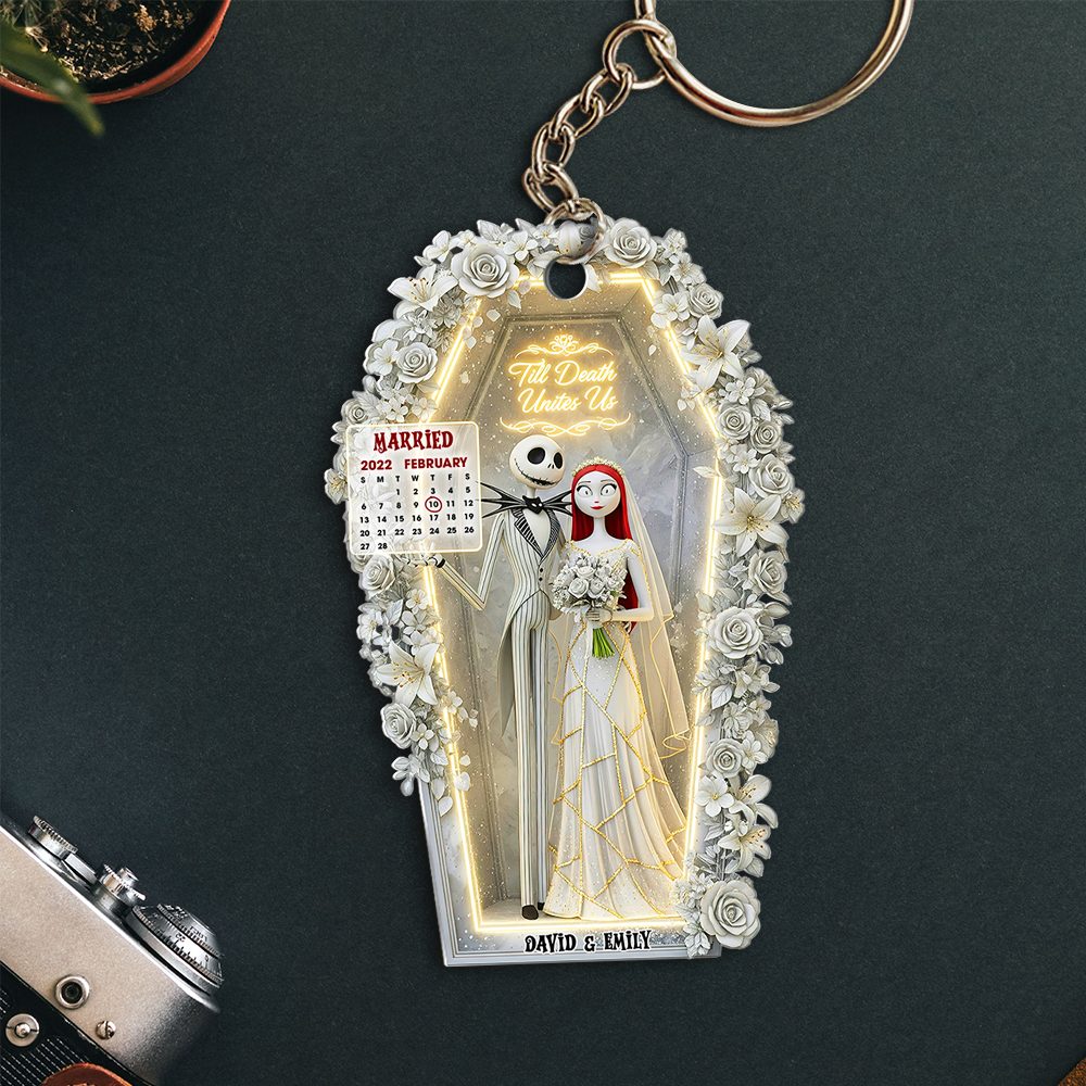 Spooky Couple Keychain - Personalized Wedding Gifts For Couple 05Ohpu270625Tt - Image 3