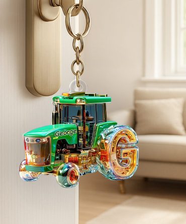 Personalized Gifts For Tractor Lovers Keychain, Any Letter 01Tgpu240625