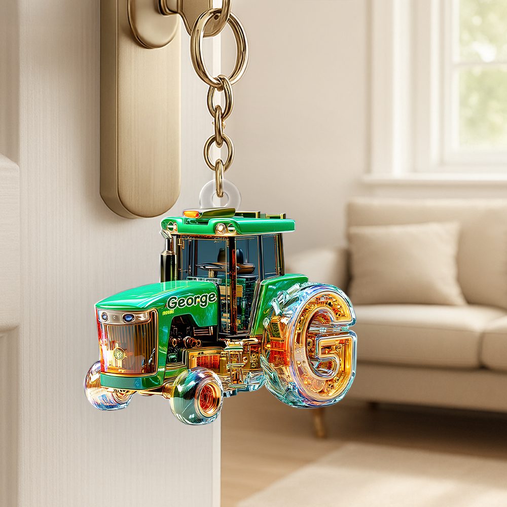 Personalized Gifts For Tractor Lovers Keychain, Any Letter 01Tgpu240625