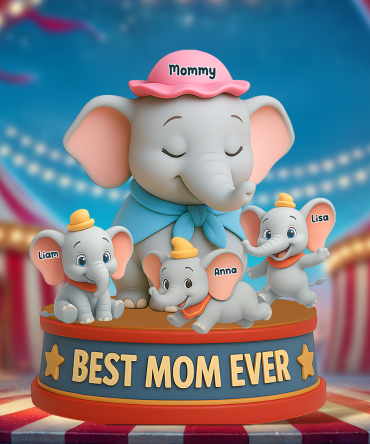 Personalized Gifts For Elephant Mom Acrylic Plaque, Happy Mom 01Napu140425