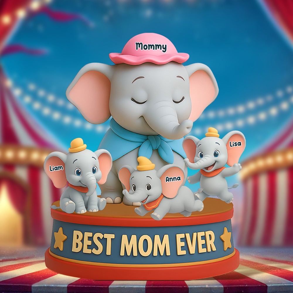 Personalized Gifts For Elephant Mom Acrylic Plaque, Happy Mom 01Napu140425