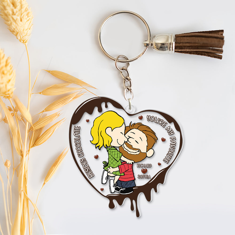 Personalized Gift For Couples Acrylic Keychain Beside Chocolate You'Re My Favorite 01Kaqn061224Hg - Image 3