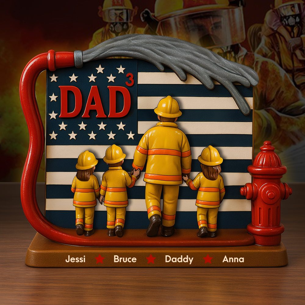Firefighter Dad Acrylic Plaque - Personalized Christmas Gifts For Dad 02Tolu260425 - Image 2