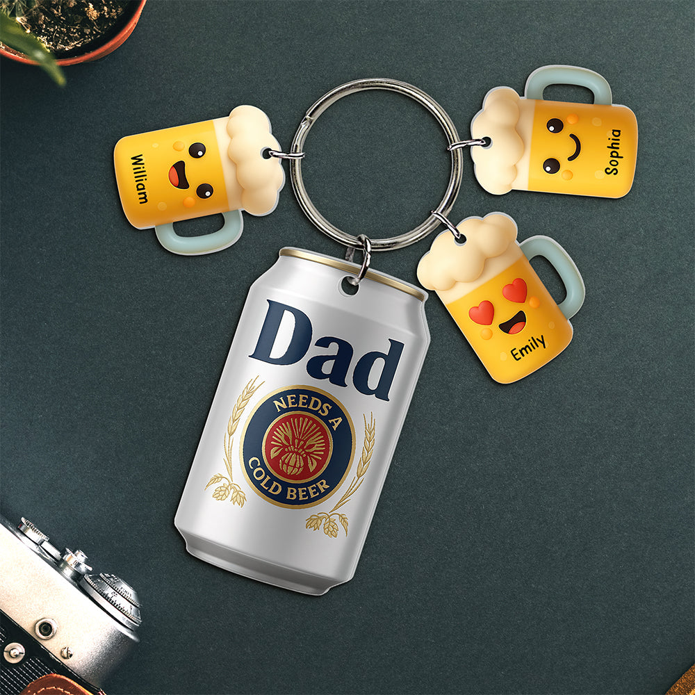 Best Dad With Little Charms Acrylic Tag Keychain - Personalized Gifts For Father 01Naqn250425