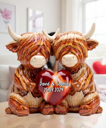 Highland Cow Couple Acrylic Plaque - Personalized Gifts For Couple 03Natn190625