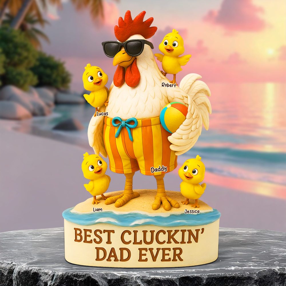 Rooster Dad Plaque - Personalized Gifts For Dad 03Qhpu140525