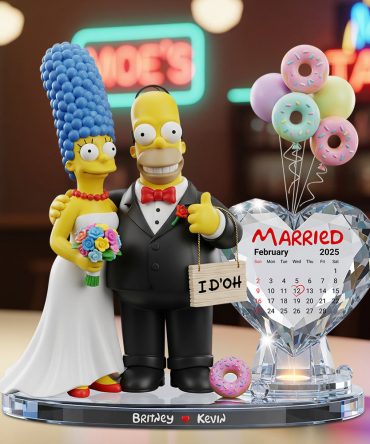 Yellow Cartoon Wedding Couple Plaque - Personalized Gifts For Couple 02Nadt050625