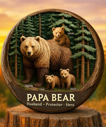 Papa Bear Plaque - Personalized Gifts For Dad 04Qhpu140525