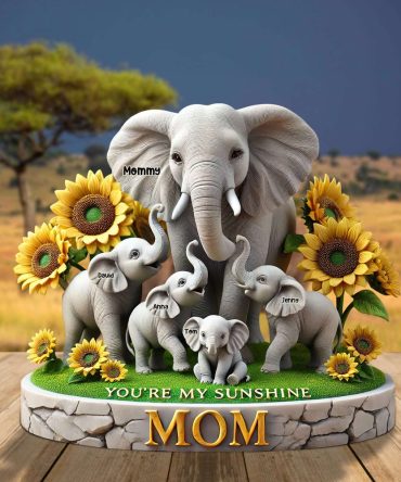 Elephant Mom Plaque - Personalized Gift For Mom 01Hutn190425