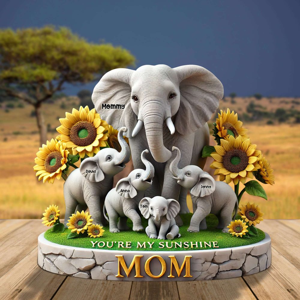 Elephant Mom Plaque - Personalized Gift For Mom 01Hutn190425
