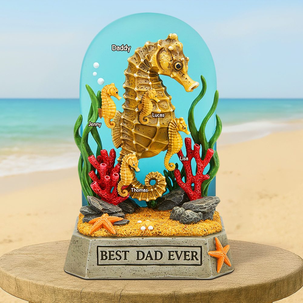 Seahorse Dad Plaque - Personalized Gifts For Dad 02Qhpu100525