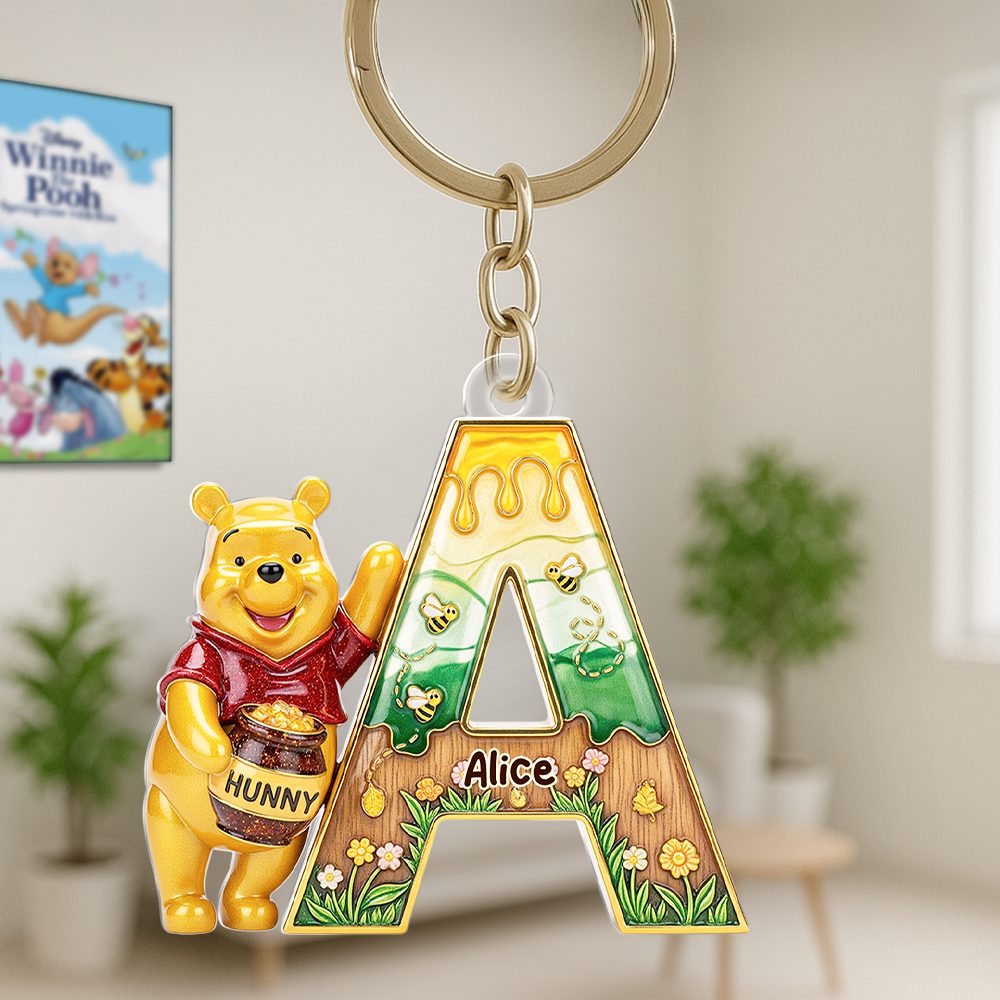 Festive Letter Keychain With Honey Jar – Custom Gift For Cartoon Fans 01Napu190625 - Image 3