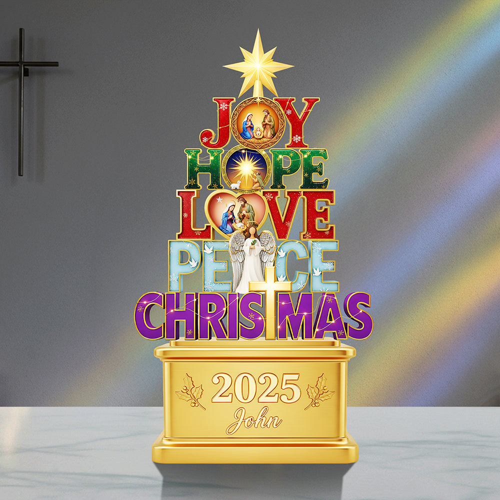 Joy Hope Love Peace Christmas Acrylic Plaque Personalized Gifts For Christians 01Hyta111025