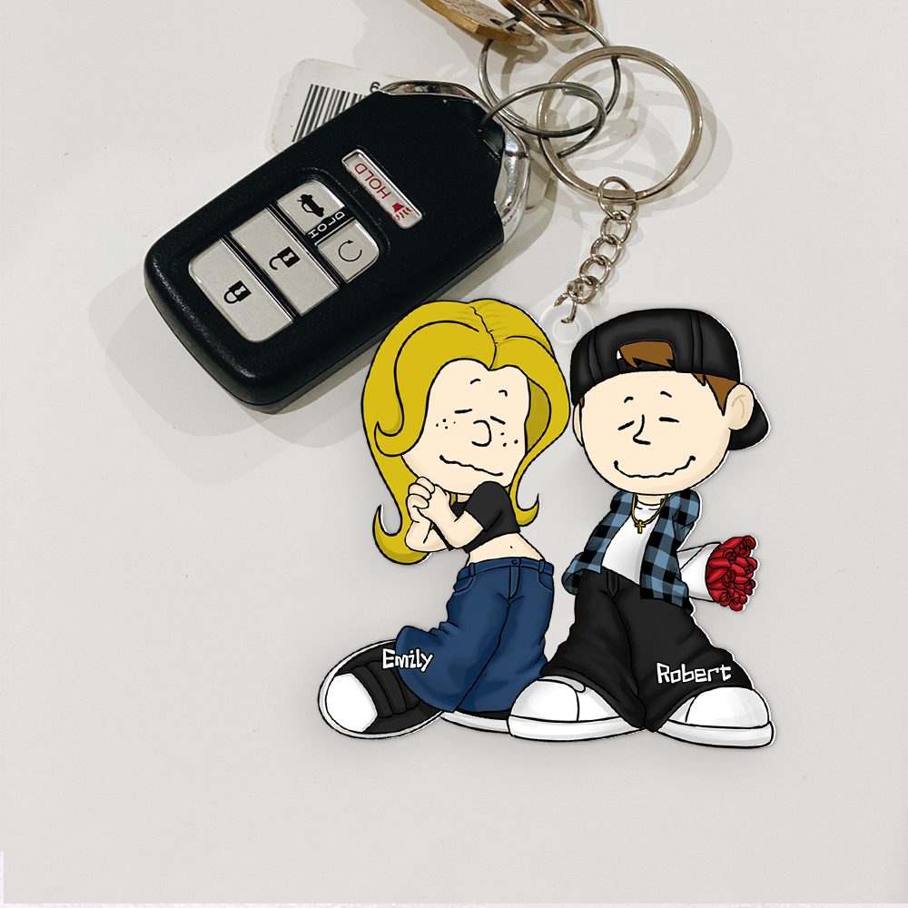 Personalized Gifts For Couple Keychain, Gangsta Love 03Qhpu030125Hg