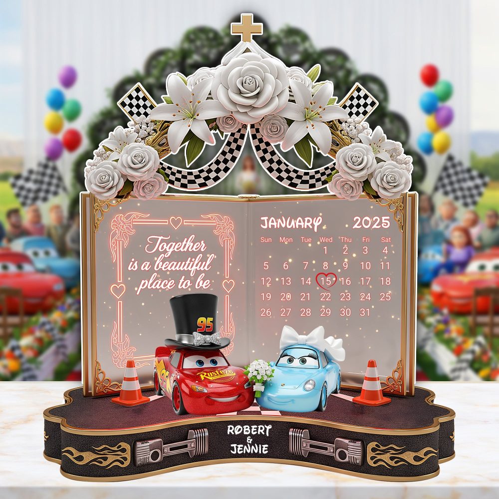 Wedding Car Couple Plaque - Personalized Gifts For Couple 01Ohlu270625 - Image 2