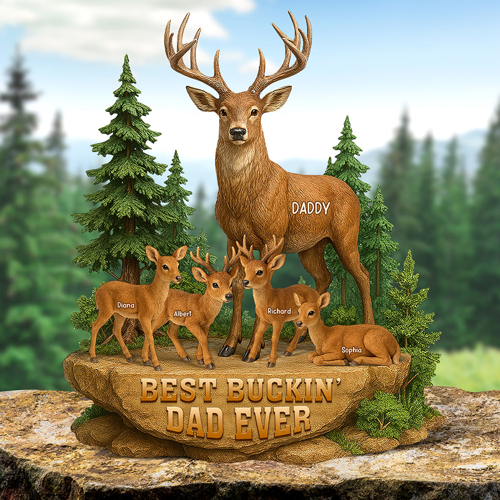 Festive Buck Family Plaque – Custom Christmas Gifts For Outdoor-Loving Dad 03Naqn150425