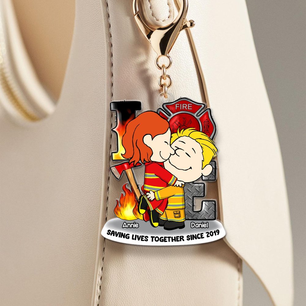 Personalized Gift For Firefighter Couple Acrylic Keychain 04Ohlu150125Hg