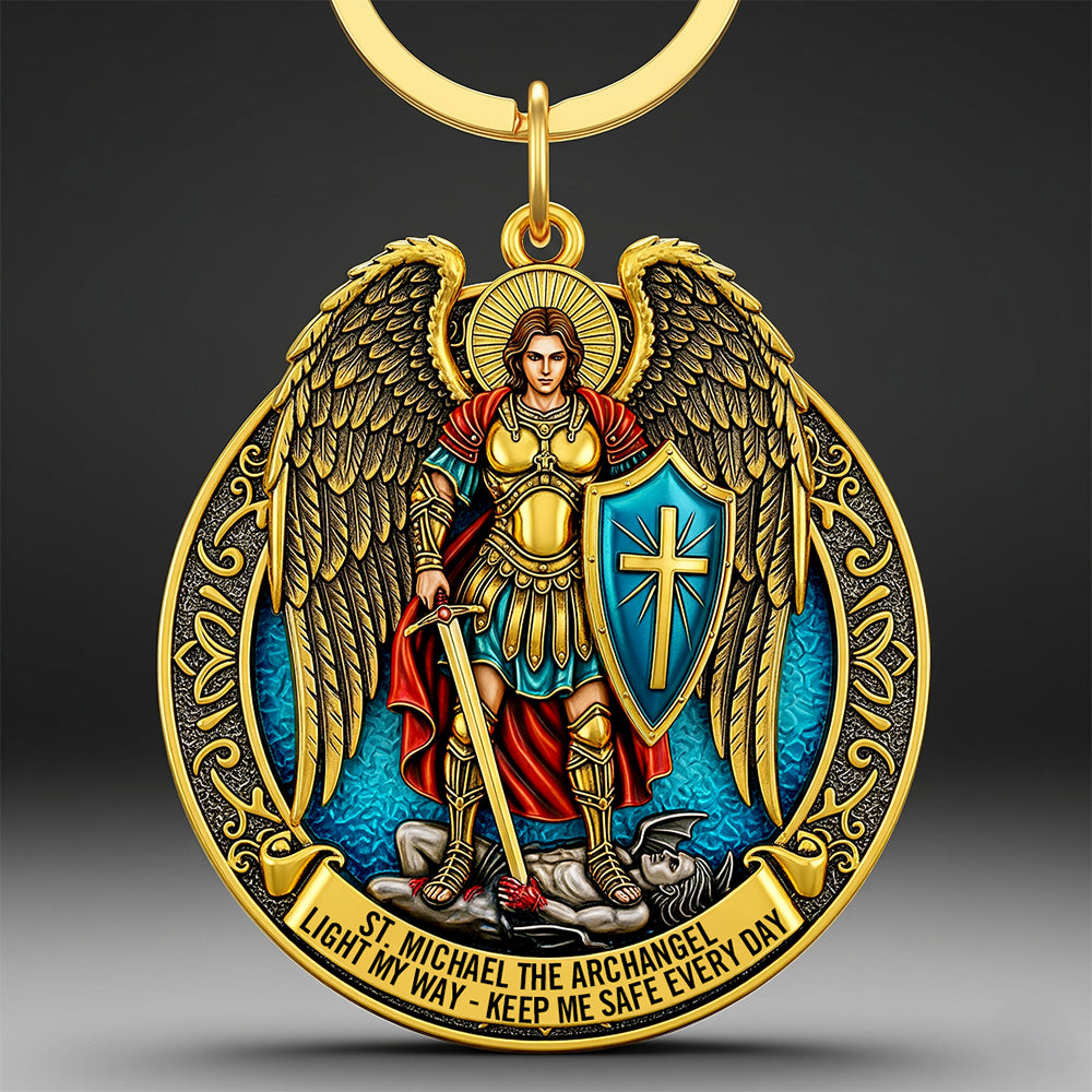 St. Michael The Archangel Keychain Gifts For Catholic 05Hudt290525 - Image 2