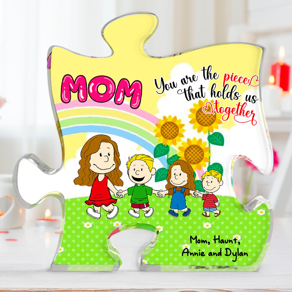 Personalized Gifts For Mom Shaped Acrylic Plaque Mom & Little Ones Holding Hand 02Xqlu200125Hh