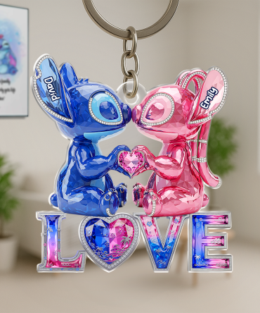 Kissing Aliens Couple Acrylic Keychain - Personalized Gifts For Couple 03Ohpu020625