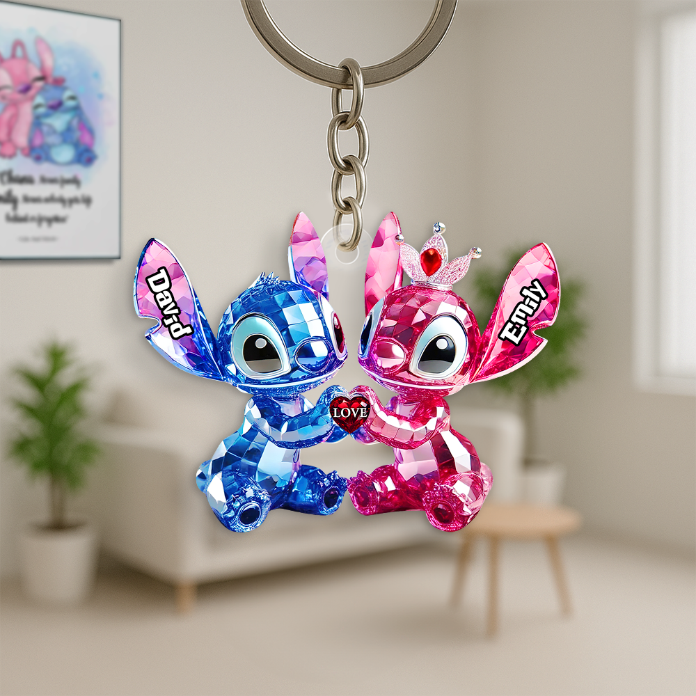 Blue Monster Couple Acrylic Keychain - Personalized Gifts For Couples 05Tgpu280525 - Image 2