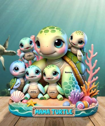 Turtle Mama Plaque - Personalized Christmas Gifts For Mom 03Qhtn030425