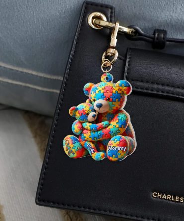 Personalized Gifts For Autism Keychain Bear Mother And Kid 03Ohpu220225