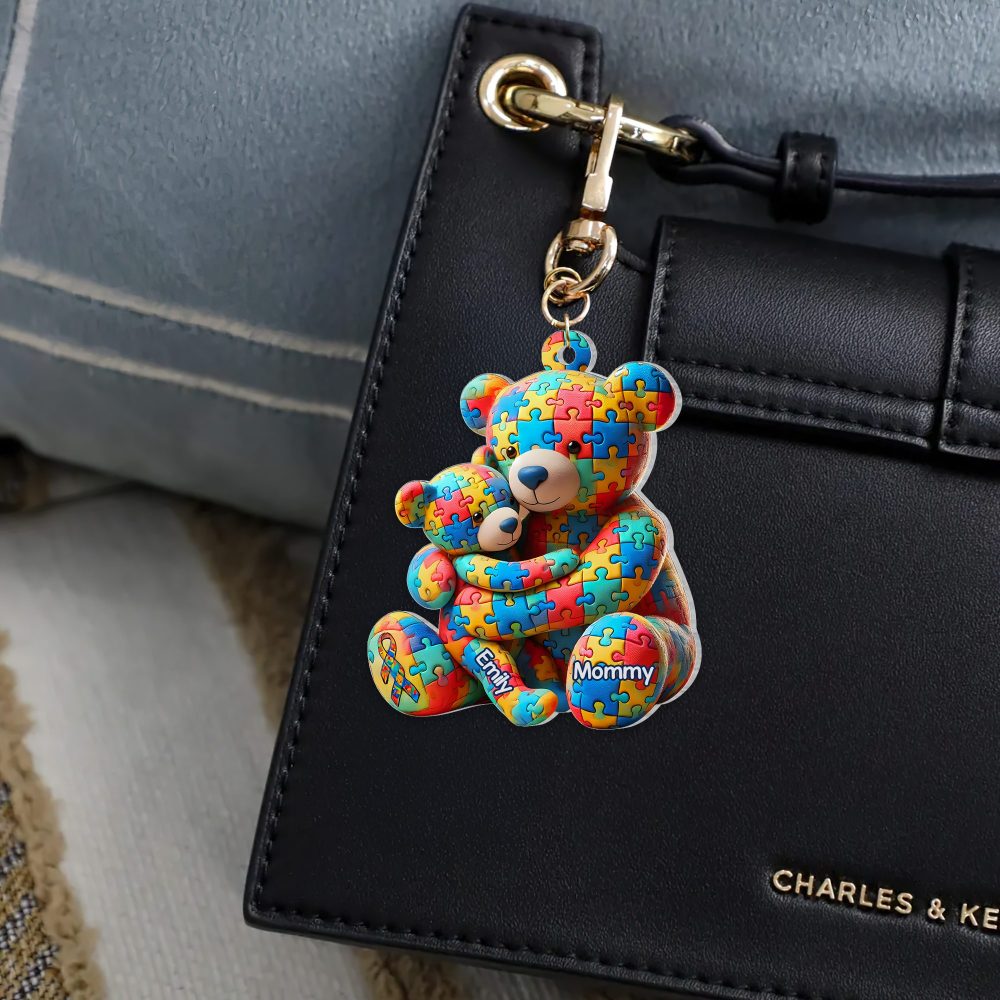 Personalized Gifts For Autism Keychain Bear Mother And Kid 03Ohpu220225