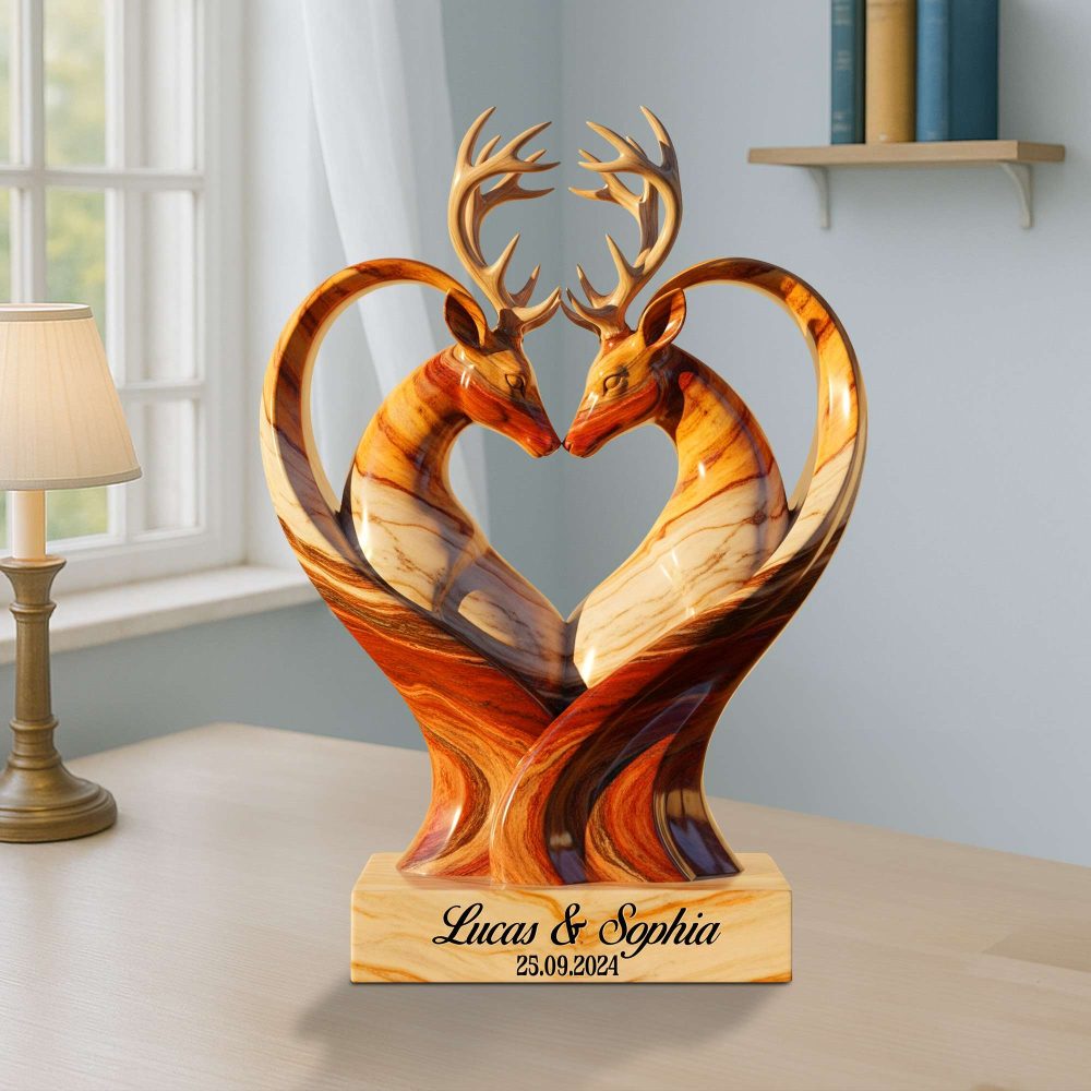 Deer Couple Acrylic Plaque - Personalized Anniversary Gifts For Couple 05Ohntn170625 - Image 2
